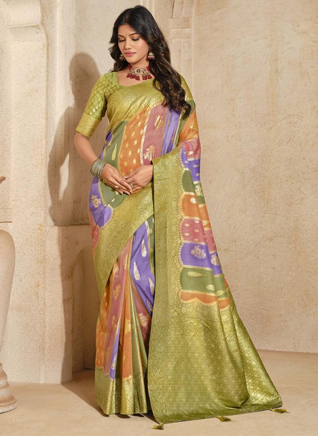 Silk Multi Color Wedding Wear Weaving Saree